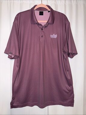 Dunning Golf Men's Short-Sleeve Polo in Dusty Plum Geometric Print